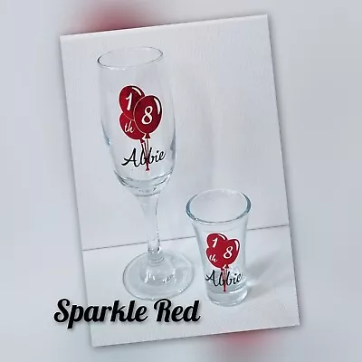 Personalised Champagne Flute And Shot Glass Set Gift Birthday 18th 21st 30th • £7.50