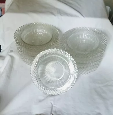 Anchor Hocking MISS AMERICA Clear CEREAL FRUIT BOWLS Diamond Edge Lot Of 13 • $2.50