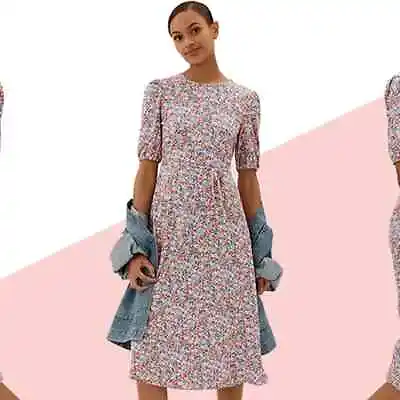 £14.95 • Buy Ex M&S Jersey Ditsy Floral Print Midi Dress Size 8 -22 RRP £27.50