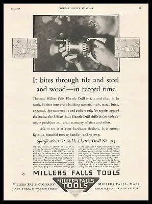 1927 Millers Falls Tools Massachusetts No. 414 Electric Drill Vintage Print Ad • $14.95