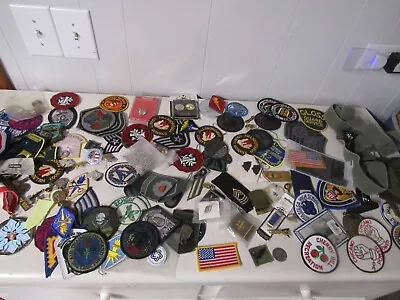Huge Military Lot Set Collection Junk Drawer Patches Belt Buckles Insignia Rank • $1.25