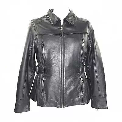 Flying Bikes Oakwood Women's Motorcycle Jacket Leather Removable Liner Black L • £124.50