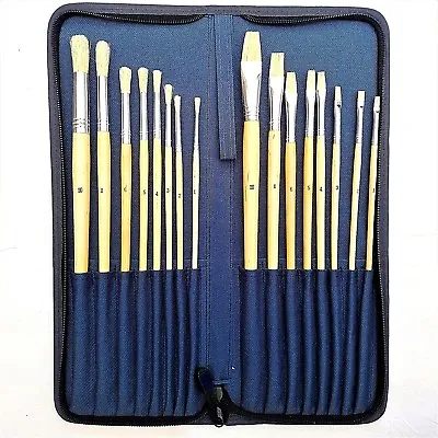 Jakar Artist Paint Brushes Set Hog Hair Oil Acrylic Watercolor Nylon Zipper Case • £15.15