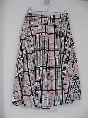Review Pink/black/white Check Flared Skirt Size 6 • $15