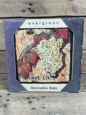 Evergreen Decorative Slate Pinot Gris Wall Plaque 6” Wine Grape Leaf Art Palette • $63.99