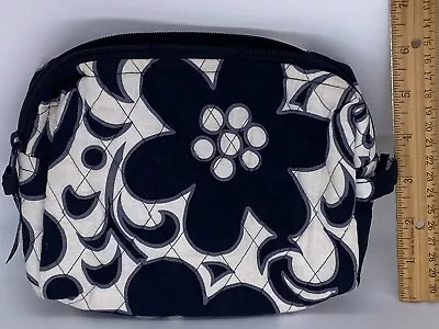 Vera Bradley Cosmetic Travel Bag Small Plastic Lined White And Black Floral • $9