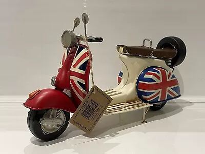 Metal Tin Cream Union Jack Scooter Model British Lambretta Vespa Style Scooter • £25.49