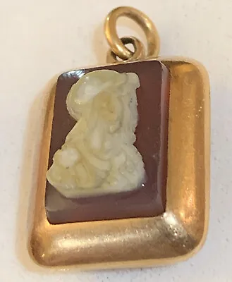 Art Deco Victorian 9ct Gold Carnelian Onyx Carved Double Knight Cameo Locket • $250.75