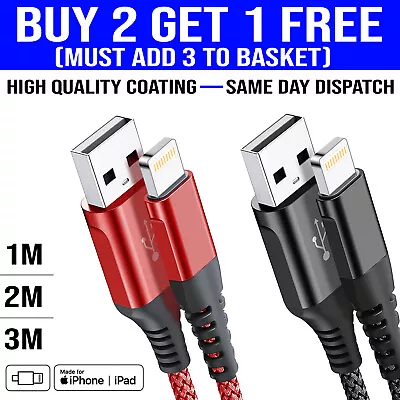 Braided Heavy Duty Sync USB Fast Charger Cable Lead For IPhone 14 13 12 11 X 7 8 • £2.99