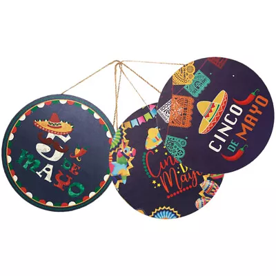 Mexican Fiesta Wood Hanging Sign Set For Taco Party & Birthday-JM • £20.75