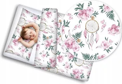 BABY BEDDING SET 120x90 PILLOWCASE DUVET COVER 2PC FIT COT Dream Catcher Pink • £12.99