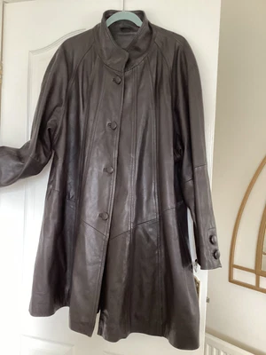 £16 • Buy  Brown Knee Length Real Leather Swing Coat 18 Buy It Now Item