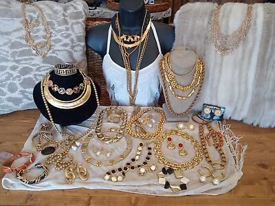 Vintage NOW Lot BOLD Gold Tone 44 Pieces Necklaces Bracelet Earrings Statement  • $140