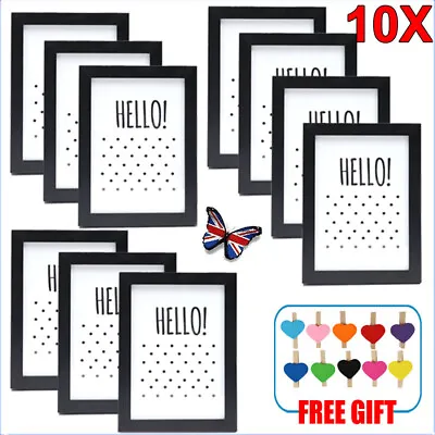 10 Pack Photo Frames 6x4 Multi Black Picture Frames Wall Mount Certificate Frame • £10.59