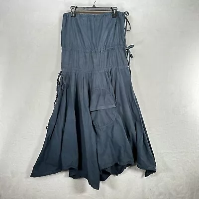 Vintage Skirt OS Blue Parachute Avant Garde Maxi Asymmetric Hem Fairy Gypsy • $65