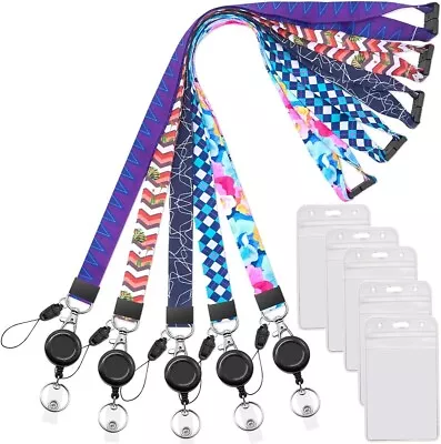 5 Pack Cruise Lanyard Retractable With ID Badges Holder For Ship Card Keys Lanya • $29.54