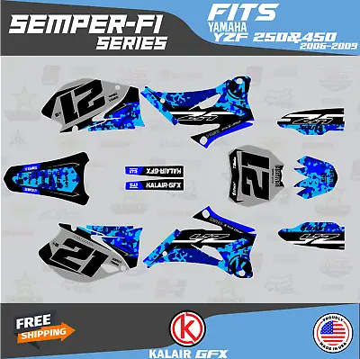 Graphics Kit For Yamaha YZ250F YZ450F (2006-2009) YZ 250F YZ 450F Semper Fi-Blue • $96.99