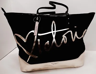 Victoria's Secret Black With Gold Accents Signature Tote New! • $68.37