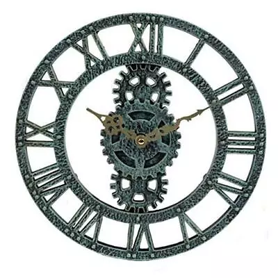  Hanging Wall Clock Steampunk Gear And Cog Design Ideal For Indoor Or Pewter • $22.31