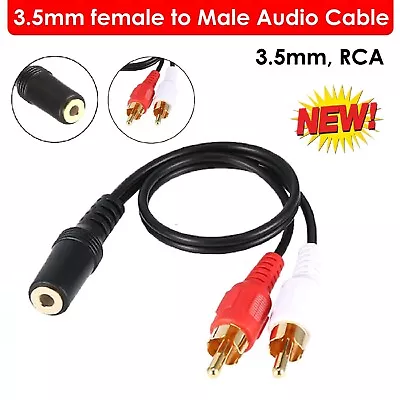 3.5mm Stereo AUX Female To 2 RCA Male Audio Cable Splitter Adapter Cord Speaker • $7.49