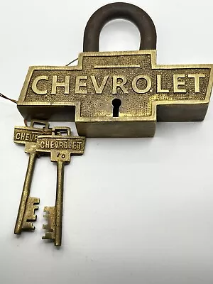 Antique Vintage Style Brass & Iron Trunk Chest Box Chevrolet Chevy Lock Padlock • $48