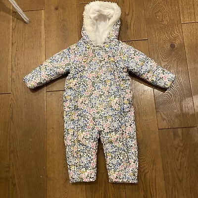 £4.60 • Buy M&S SNOWSUIT GIRLS 12-18 MONTHS PRAMSUIT ALL IN ONE Padded WARM