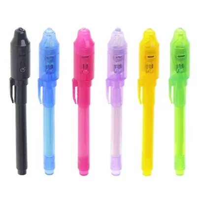 6Pcs/Set Invisible Ink Pen Built In UV Light For Pen Safety To Use • £6.65