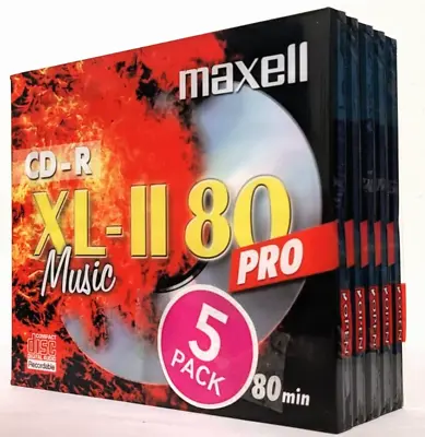 £24.99 • Buy Maxell CD-R80 XL-II PRO 5 PACK - 80 Mins CDR Music Audio Blank Recordable Discs