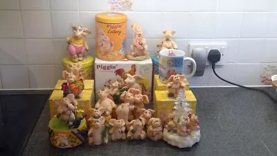 Collection Of Eighteen Piggin' Figurines Plus A Piggin' Mug -In Really Good Cond • £25