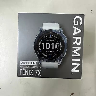 Garmin Fenix 7X Sapphire Solar Blue DLC Titanium With Silicone Band 010-02541-14 • $819.99