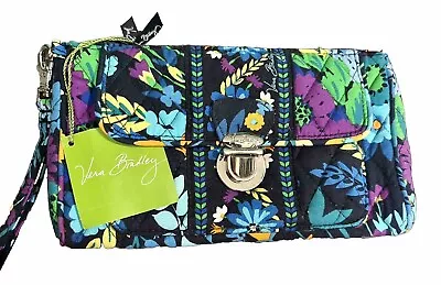 Vera Bradley Pushlock Wristlet Midnight Blue Floral Print • $34