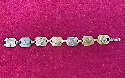 Vintage Pure Copper Equestrian Horse Head Panel Link 7  Bracelet • $20