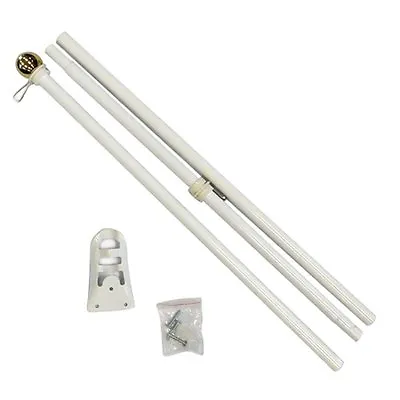 White Steel Flag Pole With Ball Top 6 Foot Wall Mount 6 Feet FT New Kit • $17.44