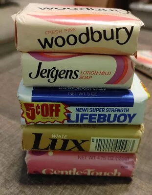 Vintage Lot 5 Total 1980s Luxwoodburylifebouy Jergens Bar Soap TV Movie Props • $21.80