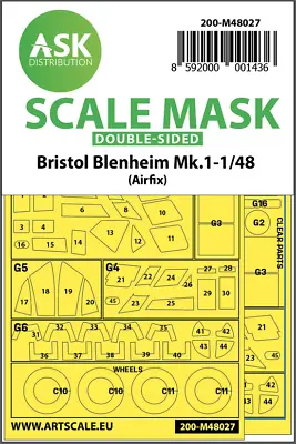 £16.66 • Buy Art Scale Kit 1/48 Bristol Blenheim Mk.I Double-sided Paint Masking For Airfix