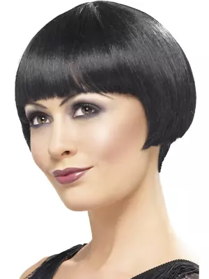 Black Bob Wig Ladies 1920s Flapper Style Fancy Dress Wig Black • £7.49