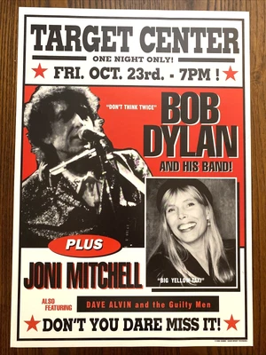 $13.99 • Buy BOB DYLAN JONI MITCHELL Poster 1998 Target Center Minneapolis Concert 14  X 20 