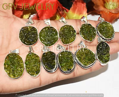 500pcs Lab Made Moldavite Gemstone Pendant Lot 925 Sterling Silver Overlay Wh-52 • $807.50