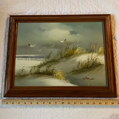 Vintage SEASCAPE Coast Ocean Painting Original Hand Painted Sand Beach Signed • $162
