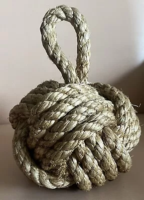 Large Nautical Jute Monkey Fist Rope Knot Doorstop Or Bookend • $15