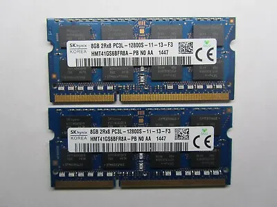 £18 • Buy 16GB Memory SK Hynix (2x8GB DDR3 2Rx8 PC3L-12800S 1600MHZ 204 -Pin) For Laptop