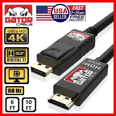 4K Display Port DP To HDMI Cable 60Hz 2160P 25.92Gbps HDR Audio Video Adapter PC • $9.99
