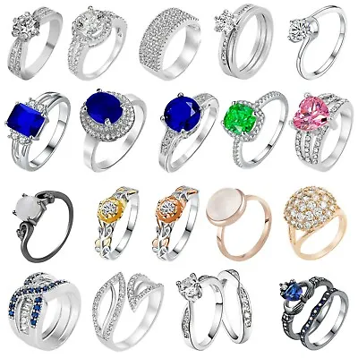 £4.50 • Buy Women Swarovski Ring Crystal Elements CZ Jewellery Gems Fashion Real Quality UK