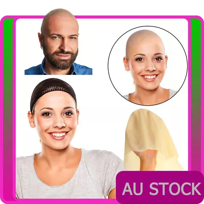 Unisex Funny Skinhead Mens Dress Bald Skin Head Fancy Cosplay Latex Wig Adult • $9.49