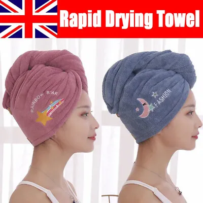Strong Absorbent Head Scarf Dry Hair Cap Women Shower Cap Rapid Drying Towel UK • £2.83