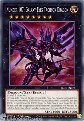 BLC1-EN072 Number 107: Galaxy-Eyes Tachyon Dragon : Common 1st Edition YuGiOh Ca • £0.99