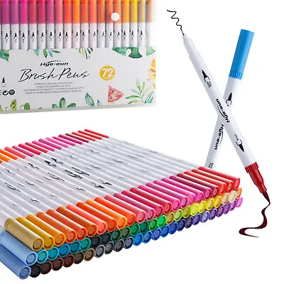 $23.99 • Buy 72 Colors Dual Tips Brush Drawing Pens Watercolor Art Markers Set For Coloring