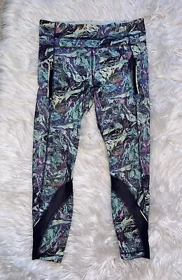 Lululemon Multi Pattern Print Leggings Womens Size 8 Blue Purple 25  Pockets • $34.99