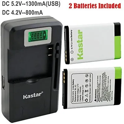 $27.55 • Buy Kastar BL-5C Battery 2-Pack Intelligent Mini Travel Charger For Shortwave All AM