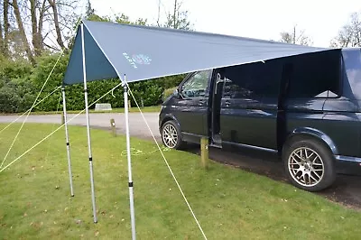 Campervan Caravan Awning Sun Canopy  By WILD EARTH DELUX SET 2.4x 3m DARK GREY • £110